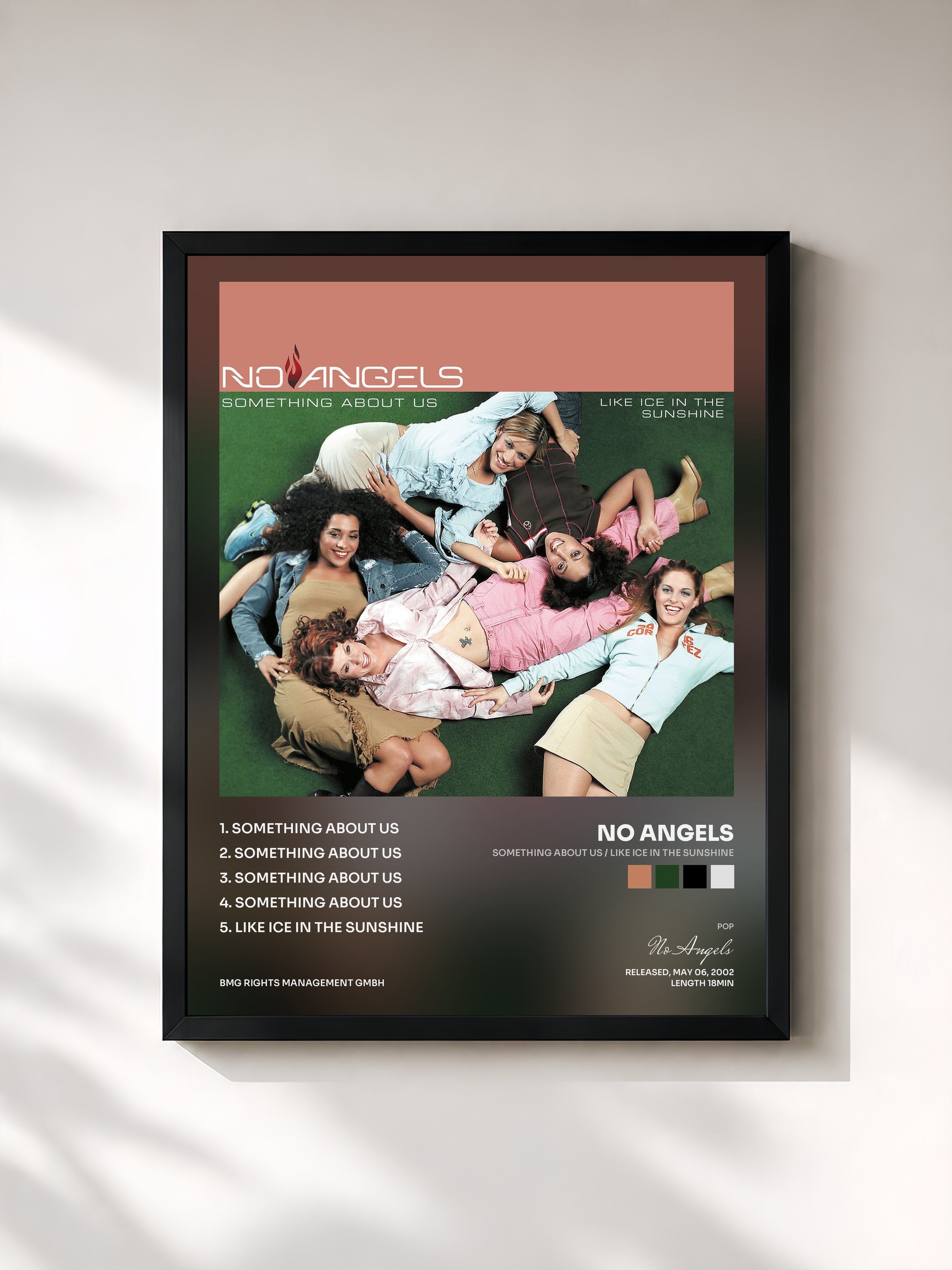 #noir Tableau de l'album Something About Us / Like Ice in the Sunshine de No Angels, cadre noir, imprimé et encadré en France