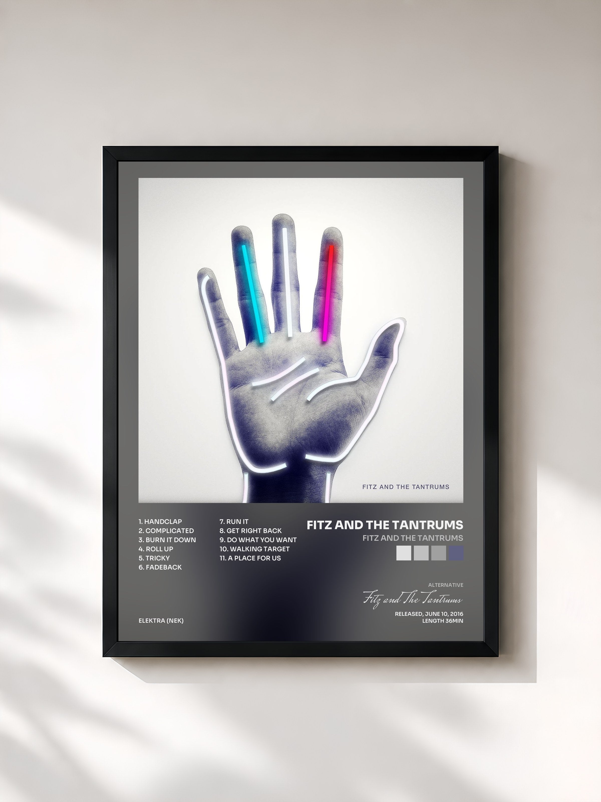 #noir Tableau de l'album Fitz and The Tantrums de Fitz and The Tantrums, cadre noir, imprimé et encadré en France