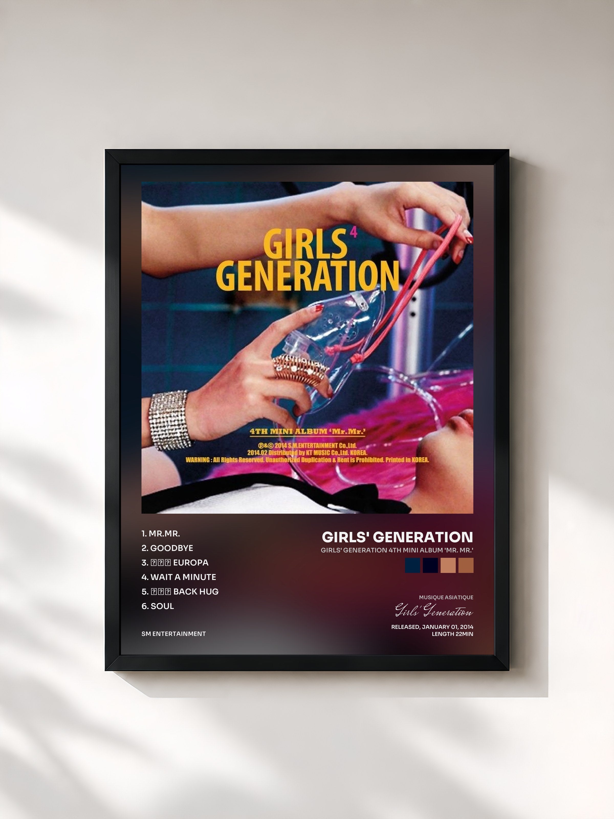 #noir Tableau de l'album Girls' Generation 4th Mini Album 'Mr. Mr.' de Girls' Generation, cadre noir, imprimé et encadré en France