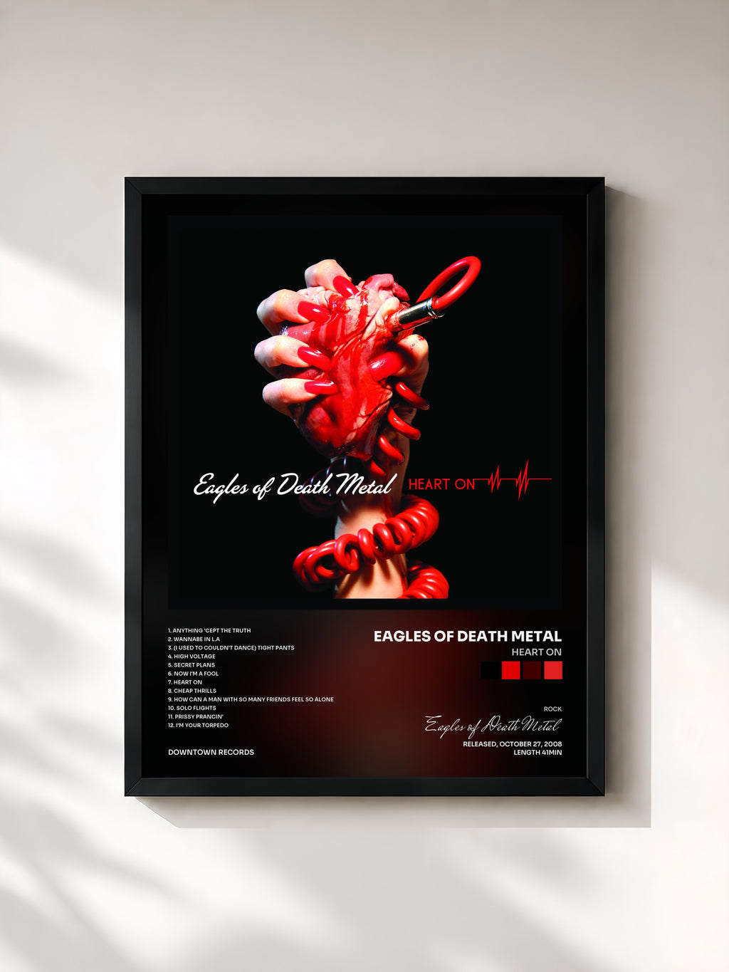 #noir Tableau de l'album Heart On de Eagles of Death Metal, cadre noir, imprimé et encadré en France