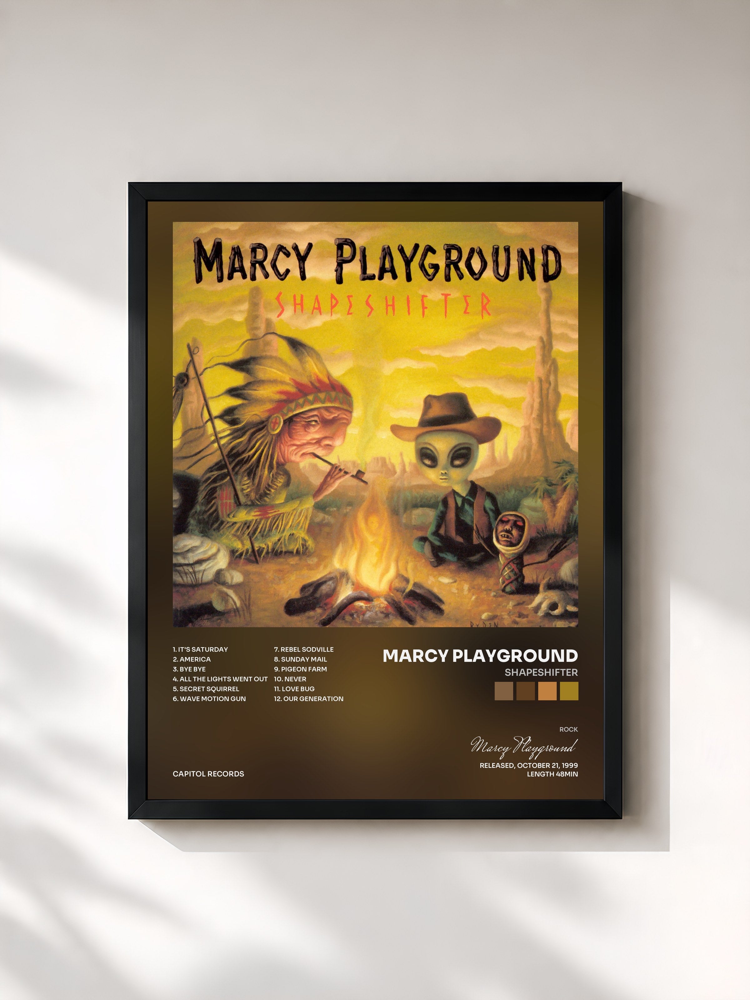 #noir Tableau de l'album Shapeshifter de Marcy Playground, cadre noir, imprimé et encadré en France