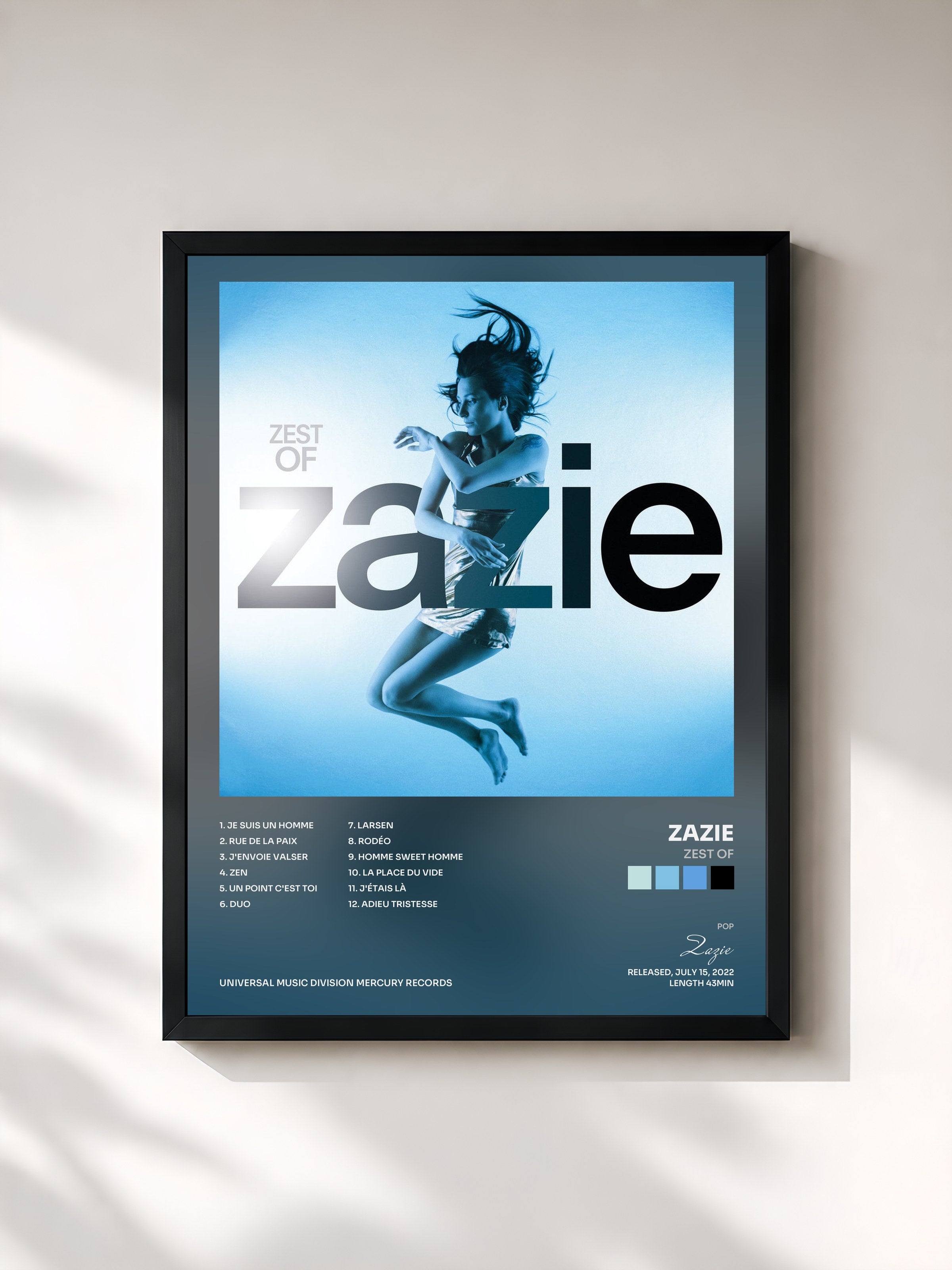 #noir Zest Of de Zazie en lámina enmarcada, marco negro, impresa y enmarcada en Francia