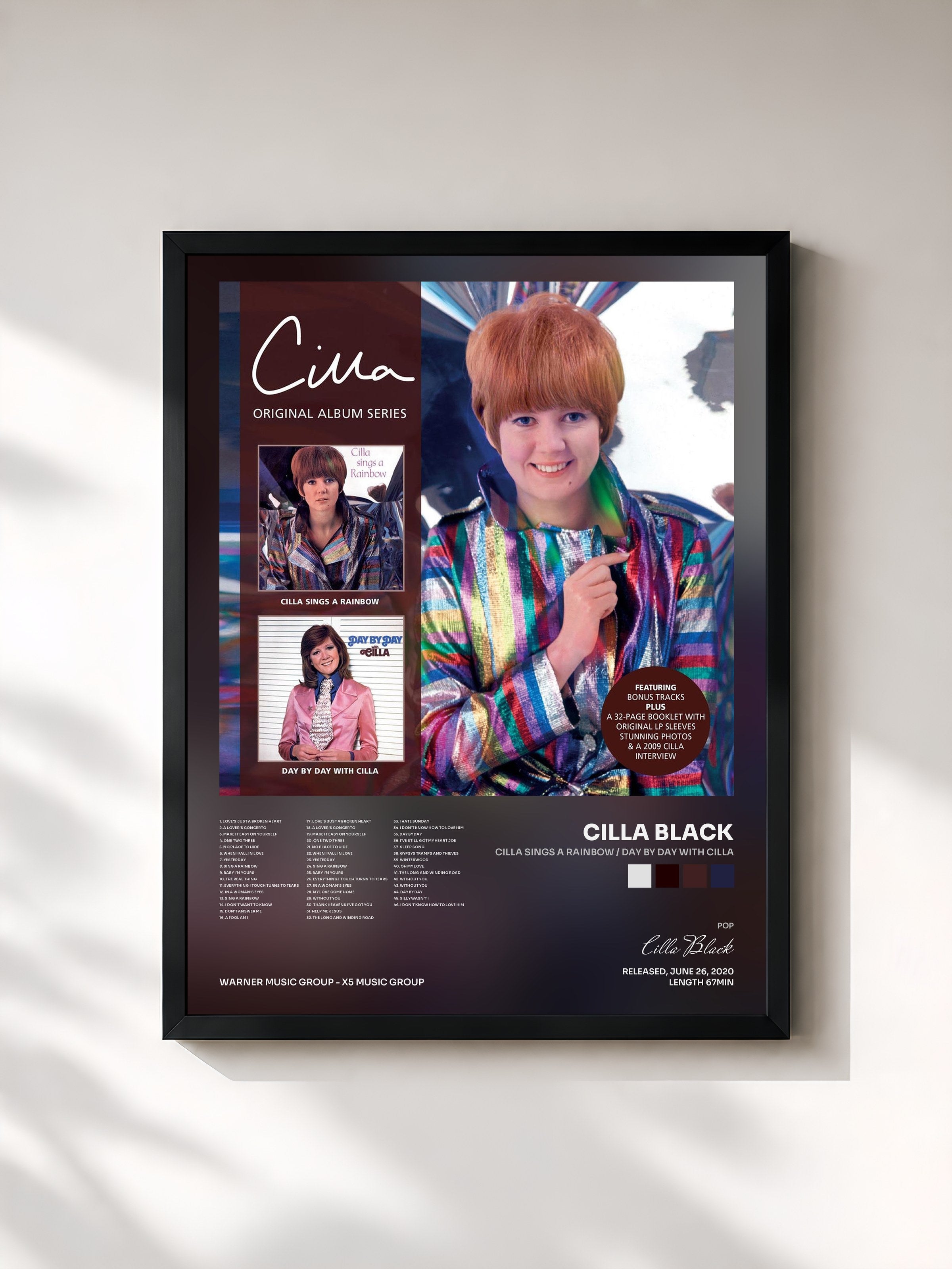 #noir Tableau de l'album Cilla Sings a Rainbow / Day By Day with Cilla de Cilla Black, cadre noir, imprimé et encadré en France