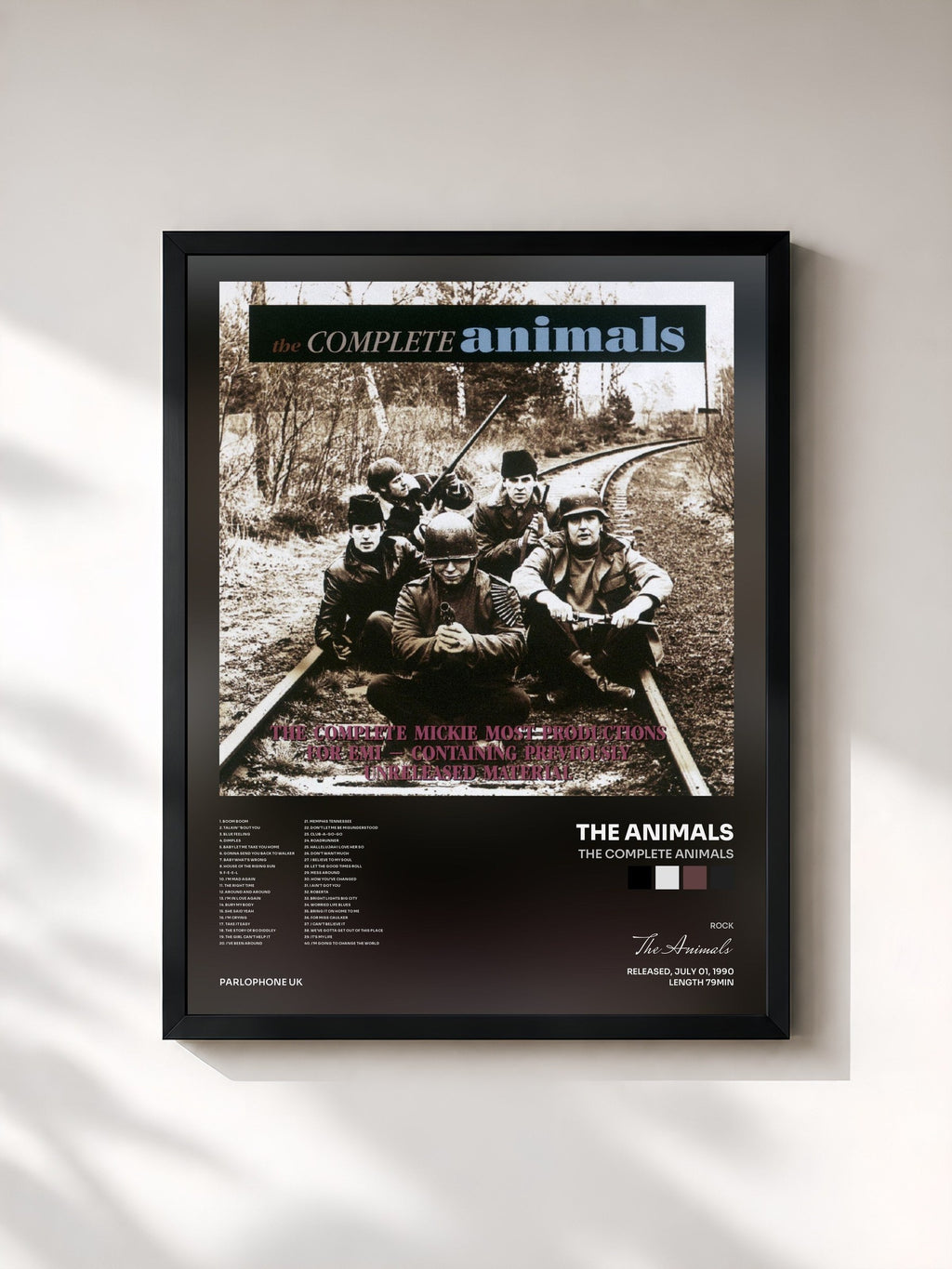#noir Tableau de l'album The Complete Animals de The Animals, cadre noir, imprimé et encadré en France