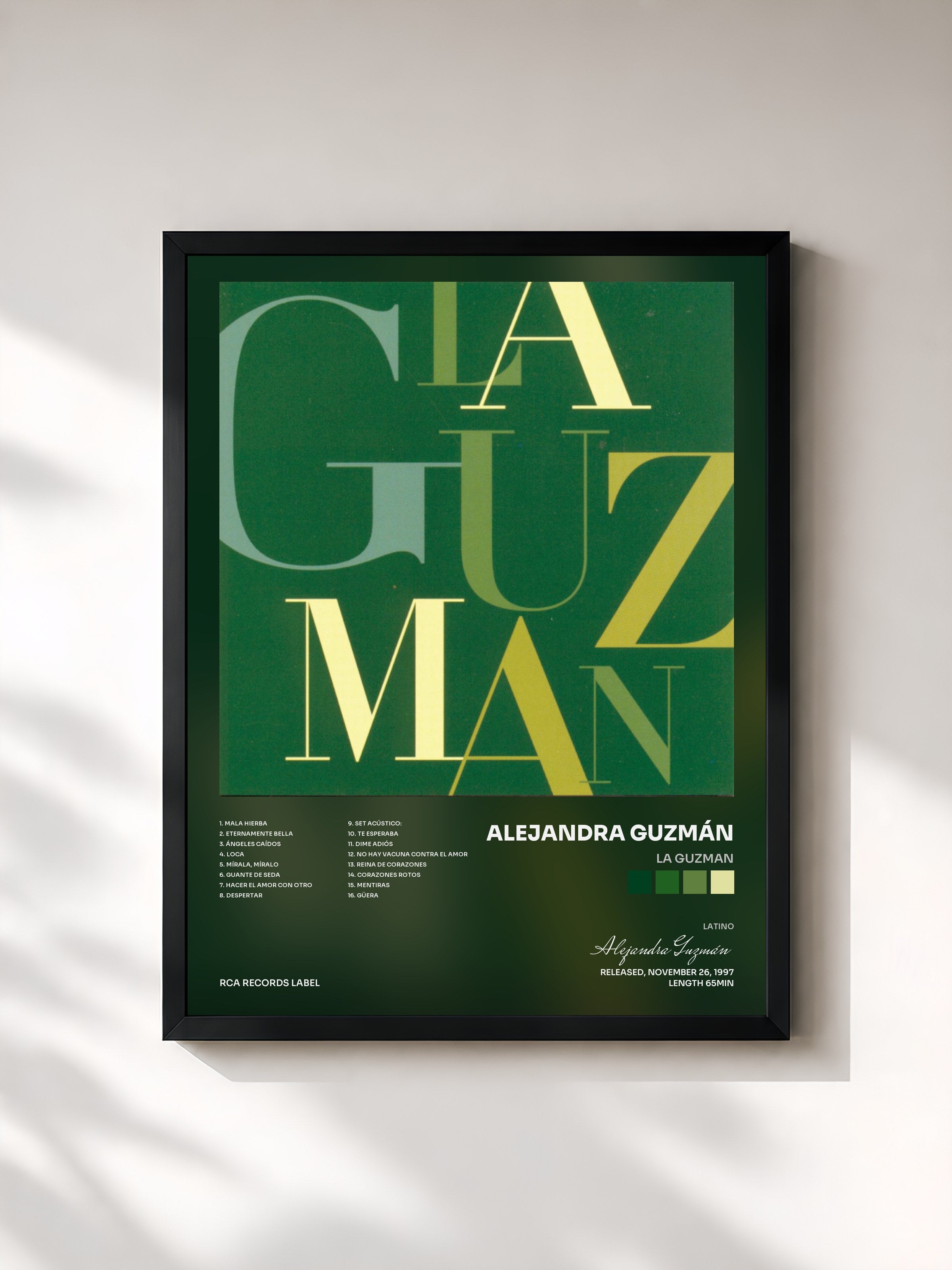 #noir Tableau de l'album La Guzman de Alejandra Guzmán, cadre noir, imprimé et encadré en France
