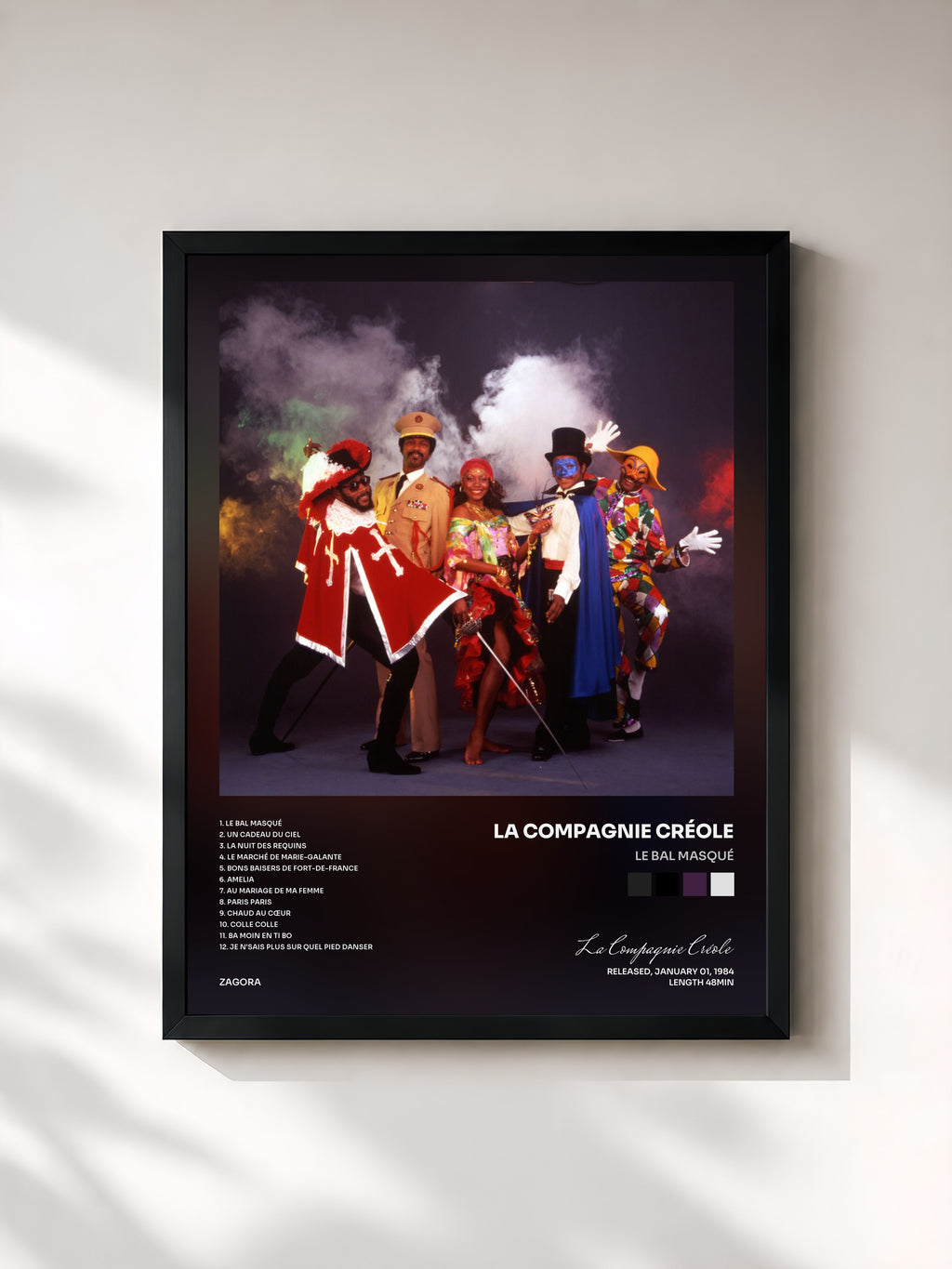 #noir Tableau de l'album Le bal masqué de La Compagnie Créole, cadre noir, imprimé et encadré en France