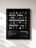 #noir Tableau de l'album Notes_from_the_Underground_2.0_Remixes.zip de High Contrast, cadre noir, imprimé et encadré en France