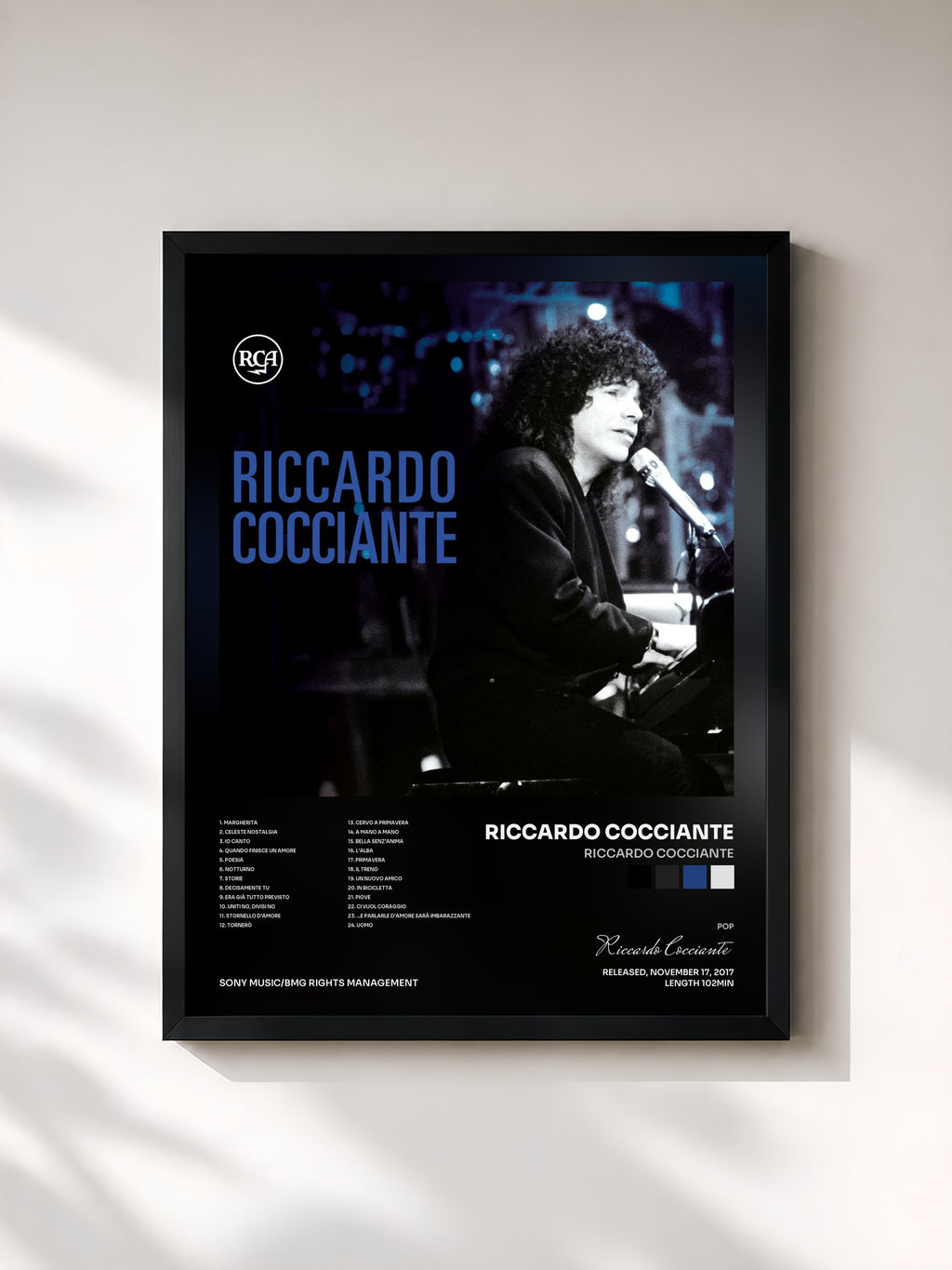 #noir Tableau de l'album Riccardo Cocciante de Riccardo Cocciante, cadre noir, imprimé et encadré en France