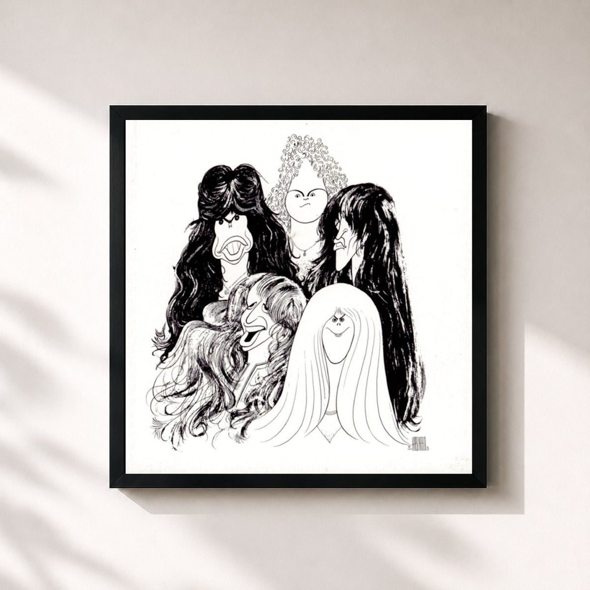 #noir Tableau carré de l'album Draw The Line de Aerosmith, cadre noir 32x32 cm