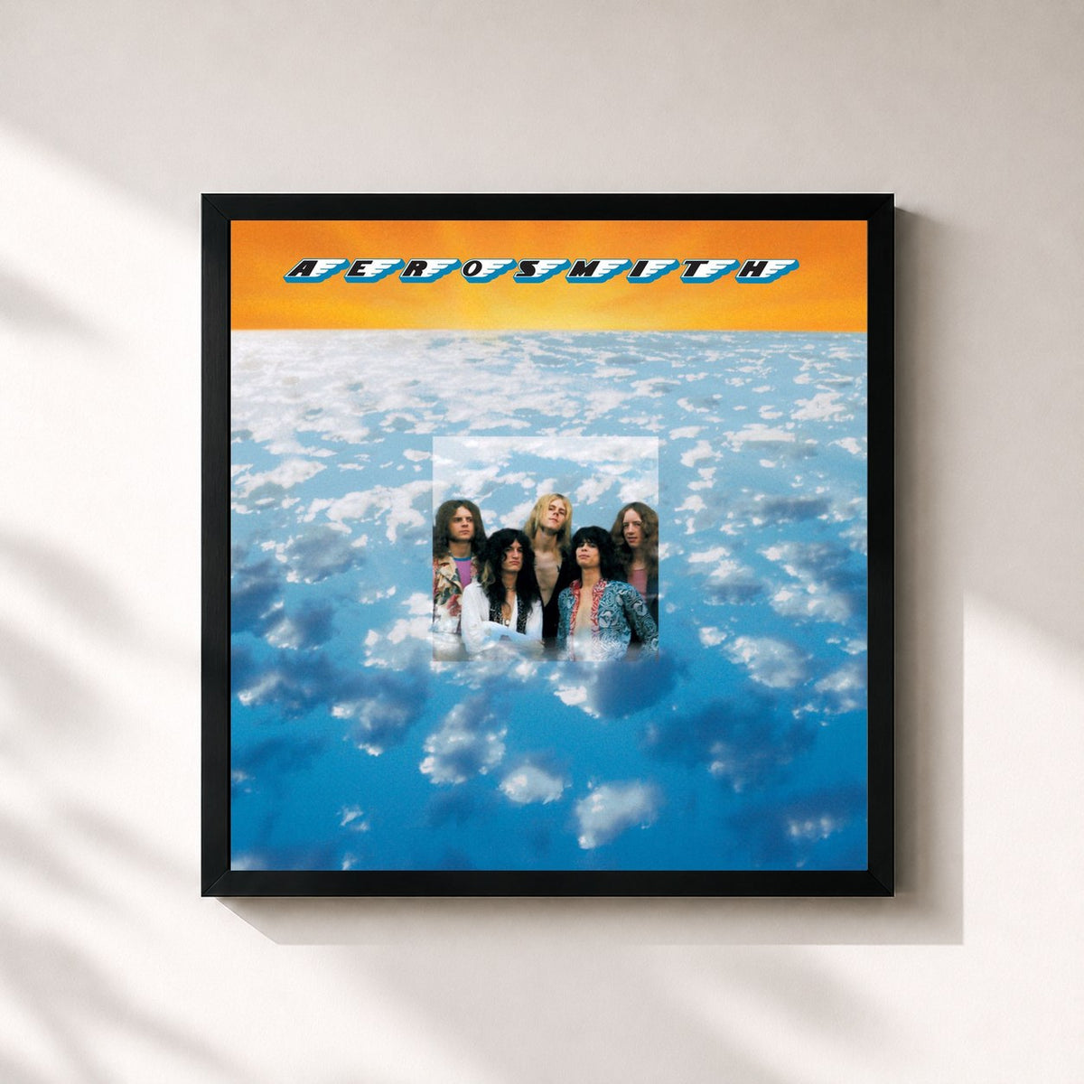 #noir Tableau carré de l'album Aerosmith de Aerosmith, cadre noir 32x32 cm