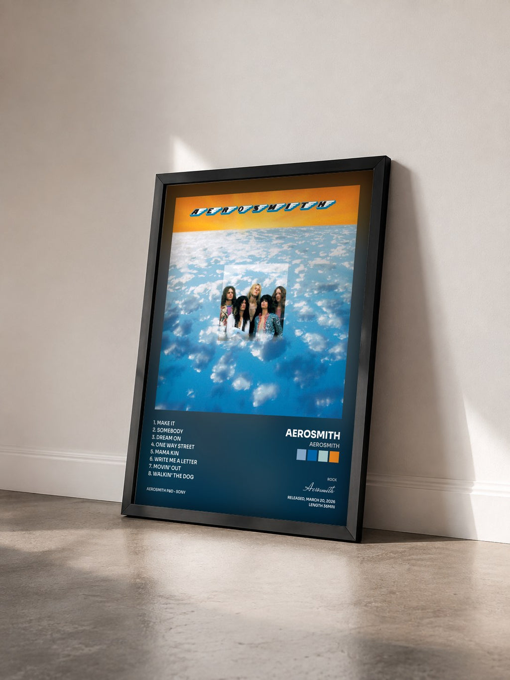 #noir Aerosmith di Aerosmith in stampa incorniciata vista di tre quarti, cornice nera