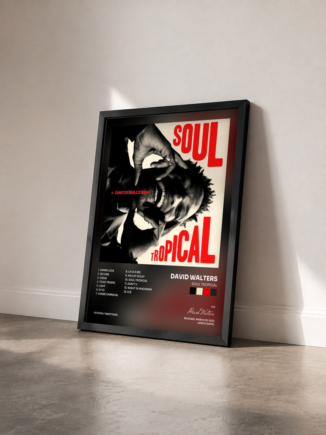 #noir Soul Tropical by David Walters as a framed art print seen at an angle, black frame