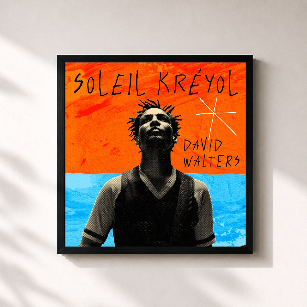 #noir Tableau carré de l'album Soleil Kréyol de David Walters, cadre noir 32x32 cm