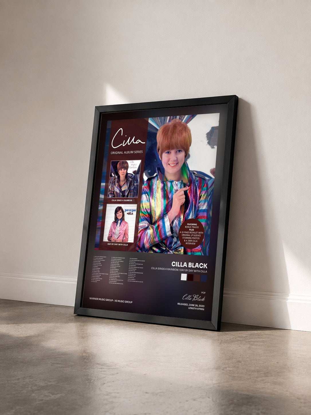 #noir Tableau de l'album Cilla Sings a Rainbow / Day By Day with Cilla de Cilla Black vu de trois quarts, cadre noir