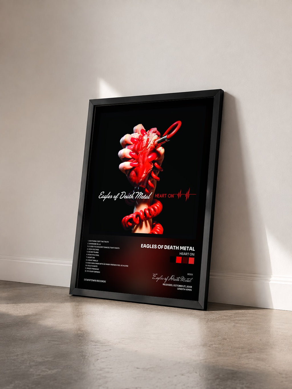 #noir Tableau de l'album Heart On de Eagles of Death Metal vu de trois quarts, cadre noir