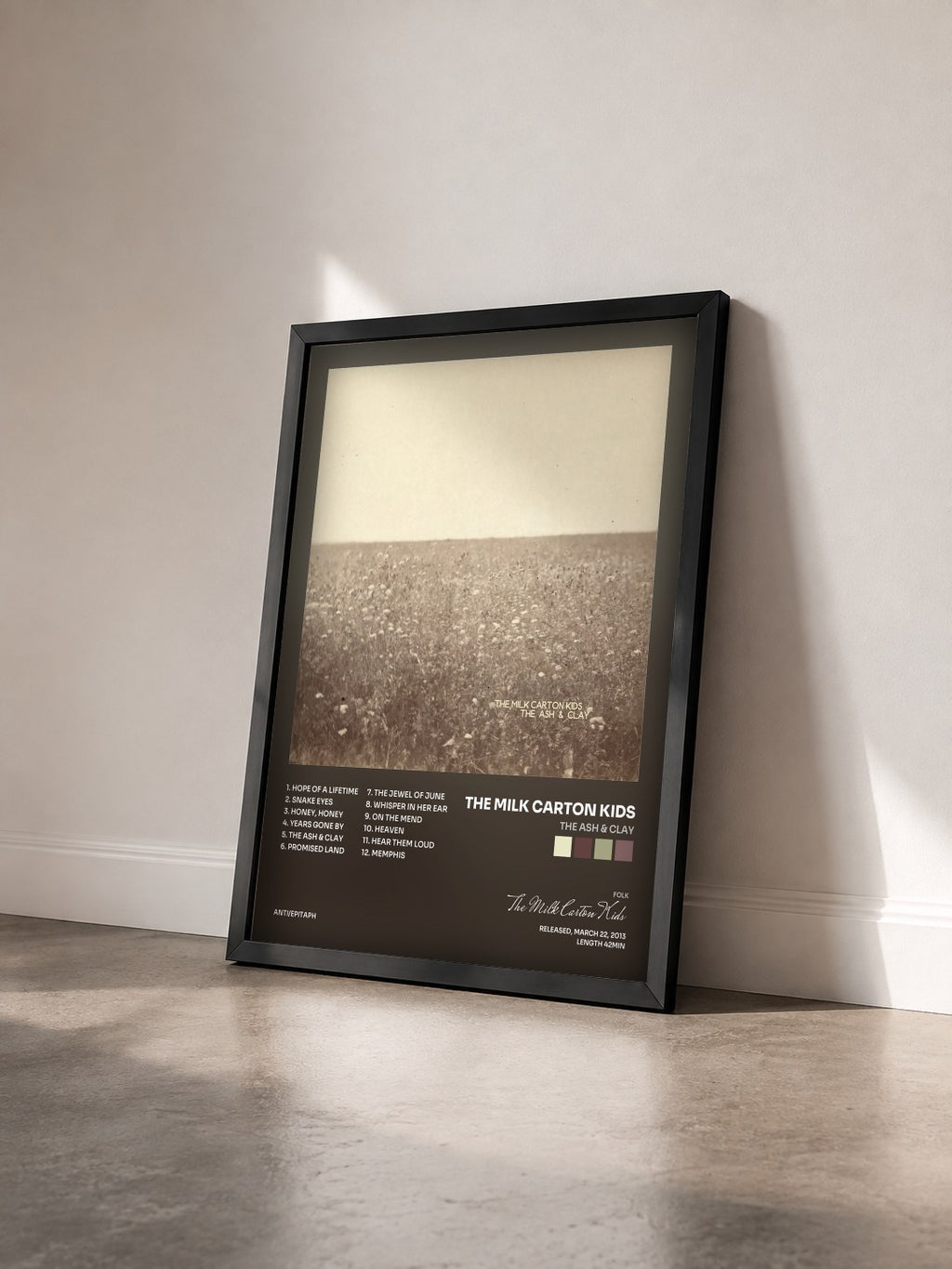 #noir Tableau de l'album The Ash & Clay de The Milk Carton Kids vu de trois quarts, cadre noir