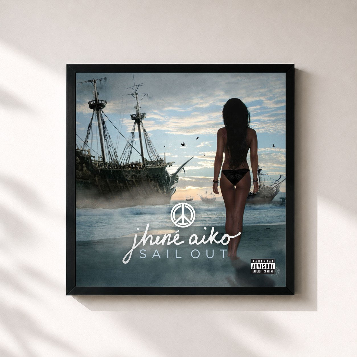 #noir Sail Out by Jhené Aiko as a square framed art print, black 32x32 cm frame