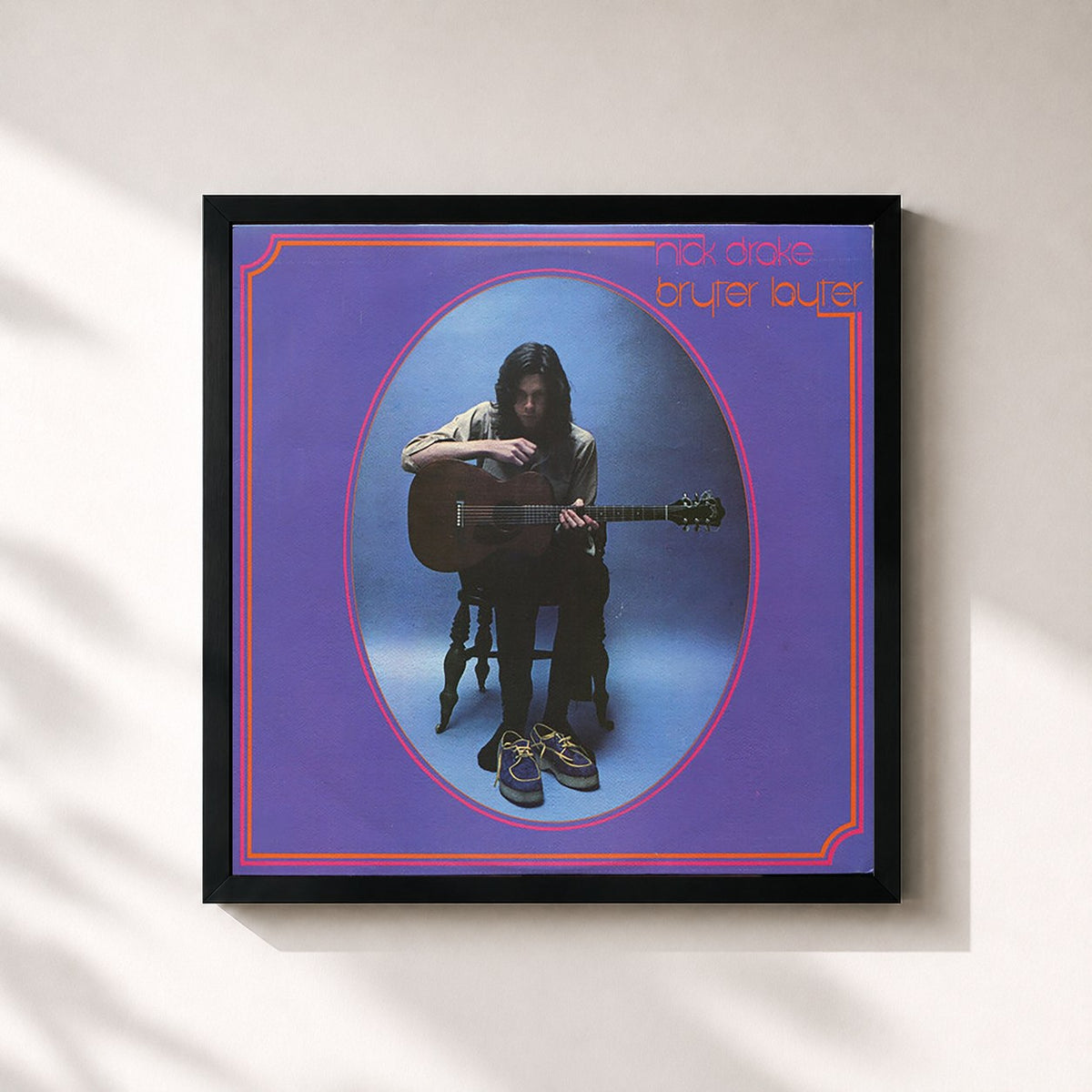 #noir Tableau carré de l'album Bryter Layter de Nick Drake, cadre noir 32x32 cm