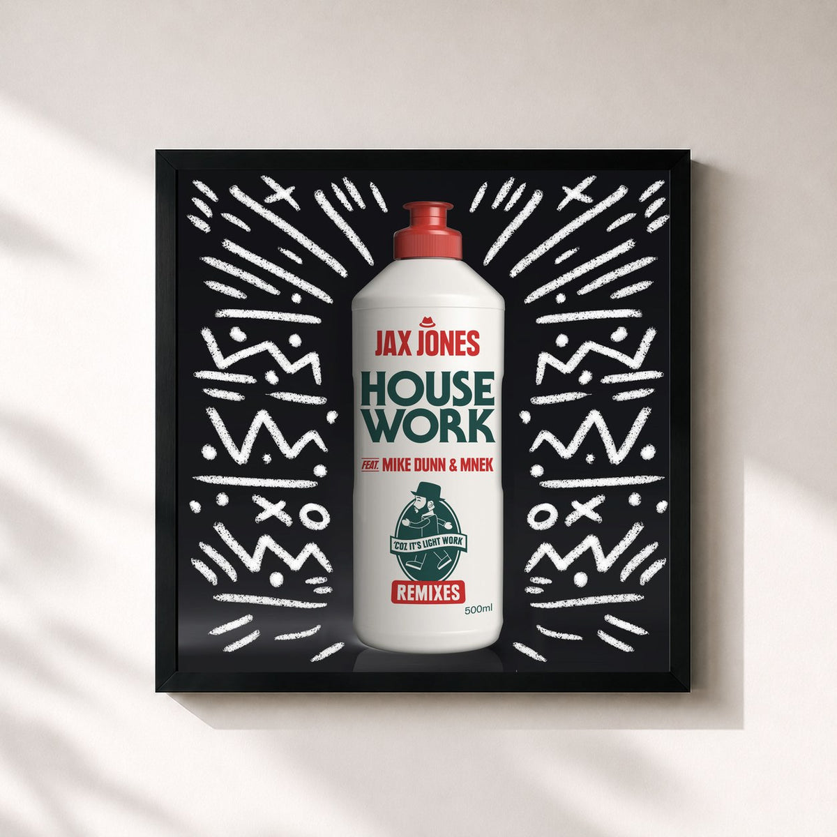 #noir Tableau carré de l'album House Work (Remixes) de Jax Jones, cadre noir 32x32 cm