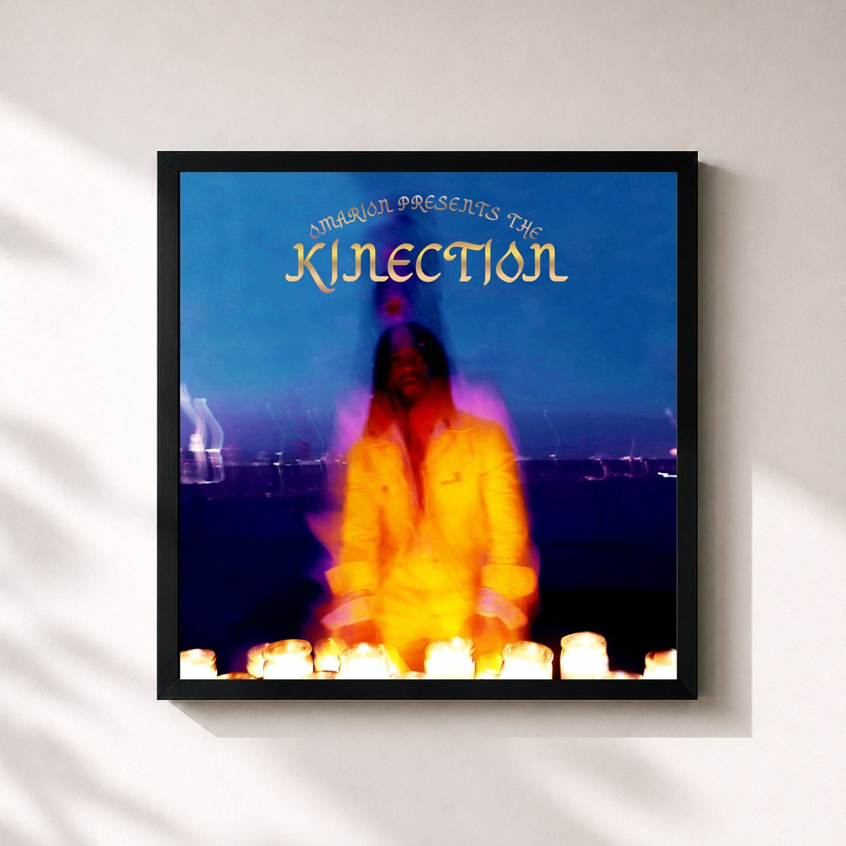 #noir Tableau carré de l'album The Kinection de Omarion, cadre noir 32x32 cm