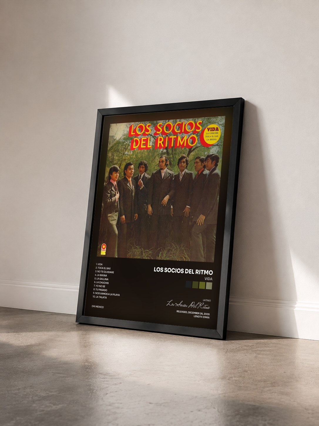 #noir Tableau de l'album Vida de Los Socios Del Ritmo vu de trois quarts, cadre noir