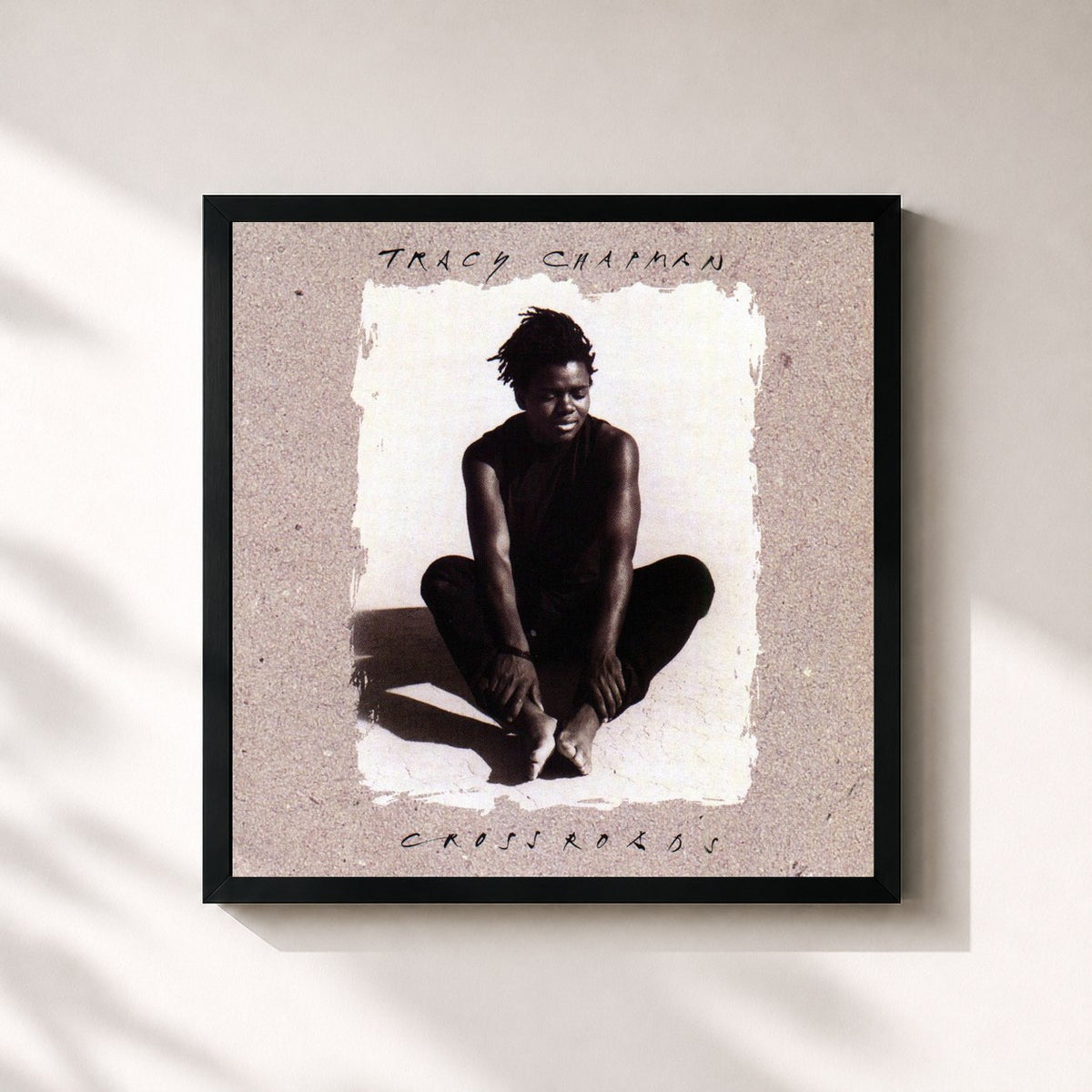 #noir Tableau carré de l'album Crossroads de Tracy Chapman, cadre noir 32x32 cm
