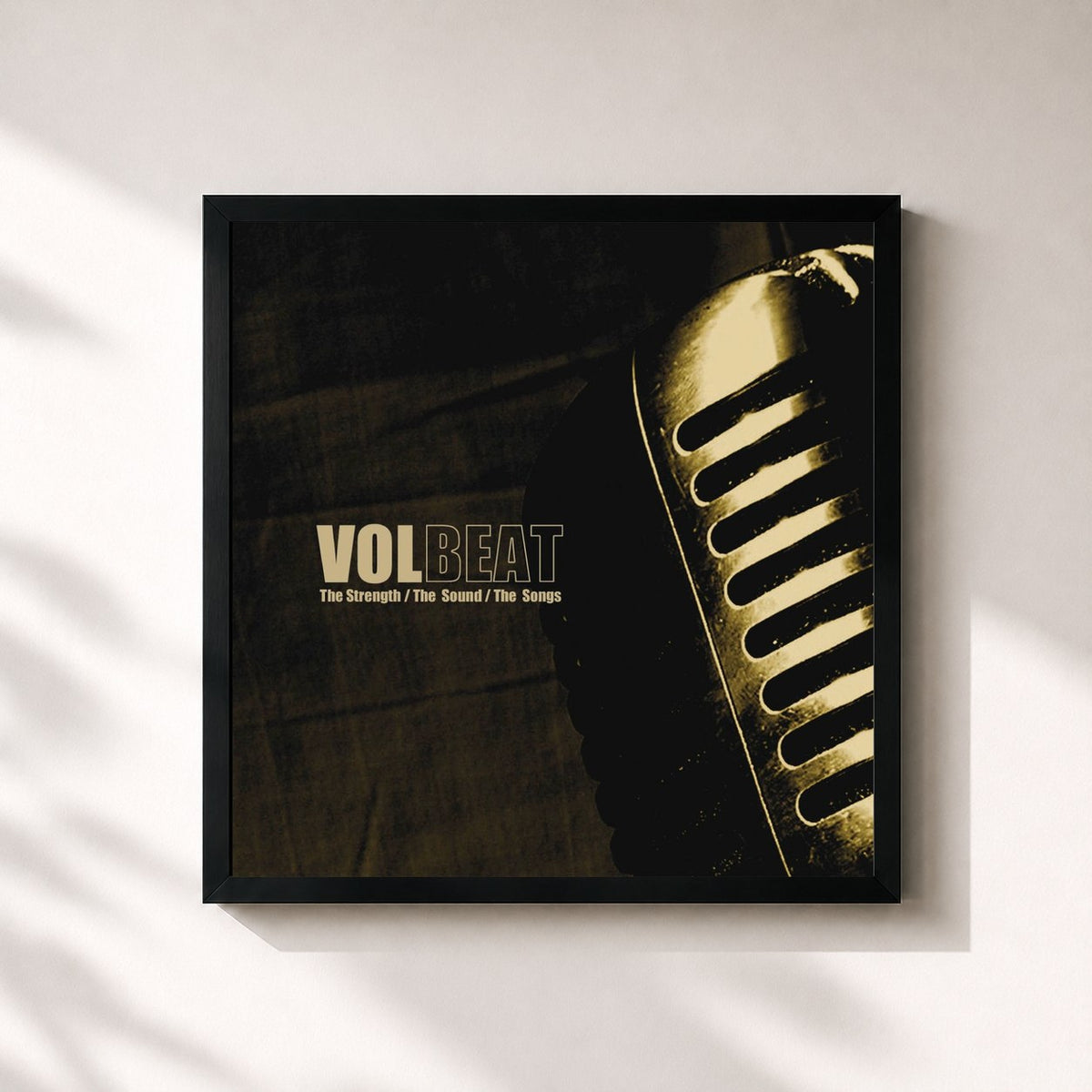 #noir Tableau carré de l'album The Strength / The Sound / The Songs de Volbeat, cadre noir 32x32 cm