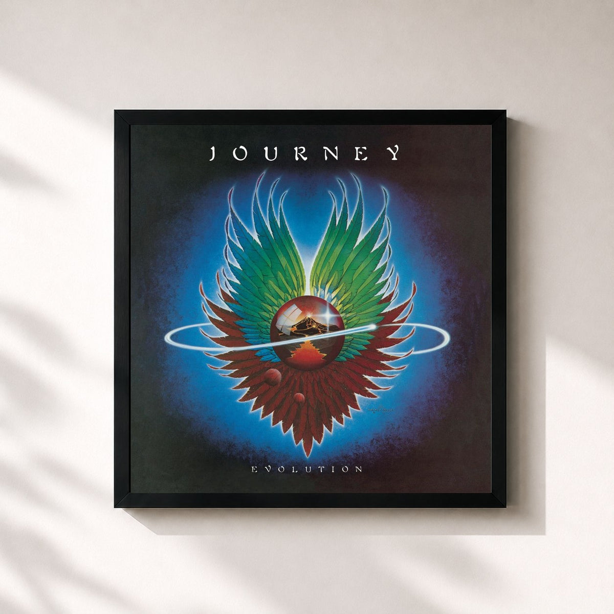 #noir Tableau carré de l'album Evolution de Journey, cadre noir 32x32 cm