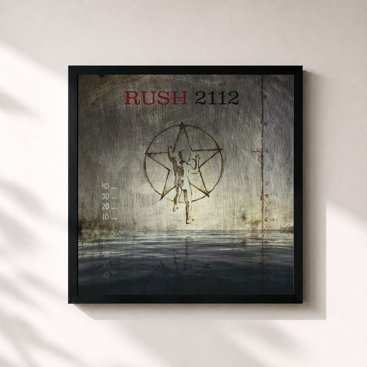 #noir Tableau carré de l'album 2112 (40 Anniversary) de Rush, cadre noir 32x32 cm