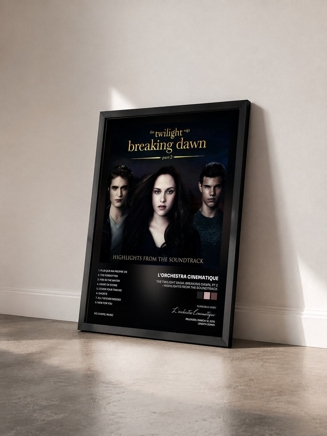 #noir Tableau de l'album The Twilight Saga: Breaking Dawn, Pt 2 - Highlights from the Soundtrack de L'orchestra Cinematique vu de trois quarts, cadre noir