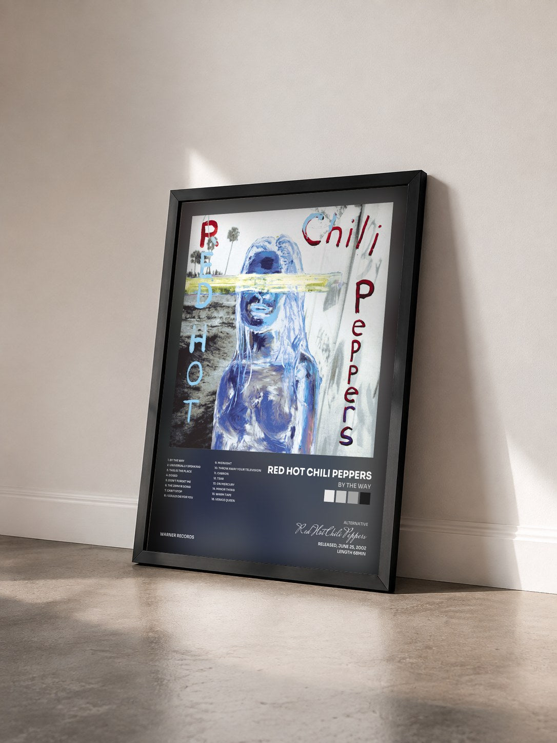 #noir By the Way by Red Hot Chili Peppers as a framed art print seen at an angle, black frame
