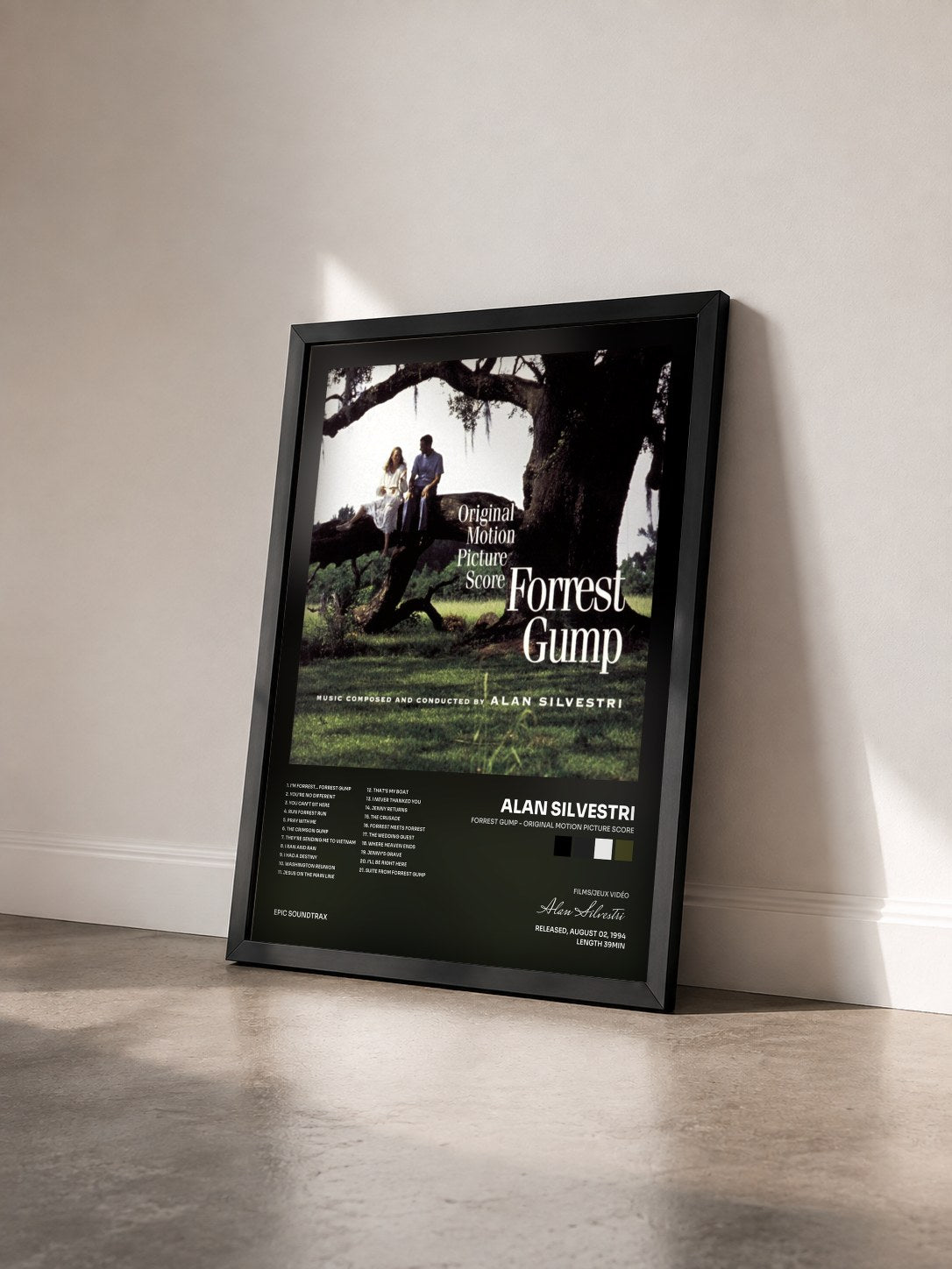 #noir Tableau de l'album Forrest Gump - Original Motion Picture Score de Alan Silvestri vu de trois quarts, cadre noir