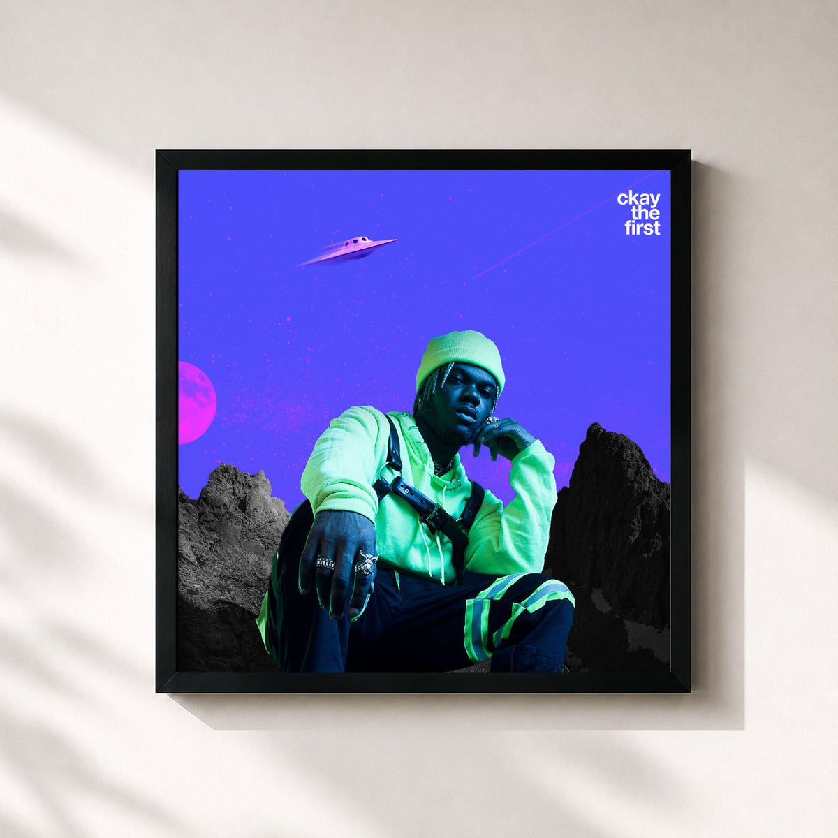 #noir Tableau carré de l'album CKay The First de CKay, cadre noir 32x32 cm