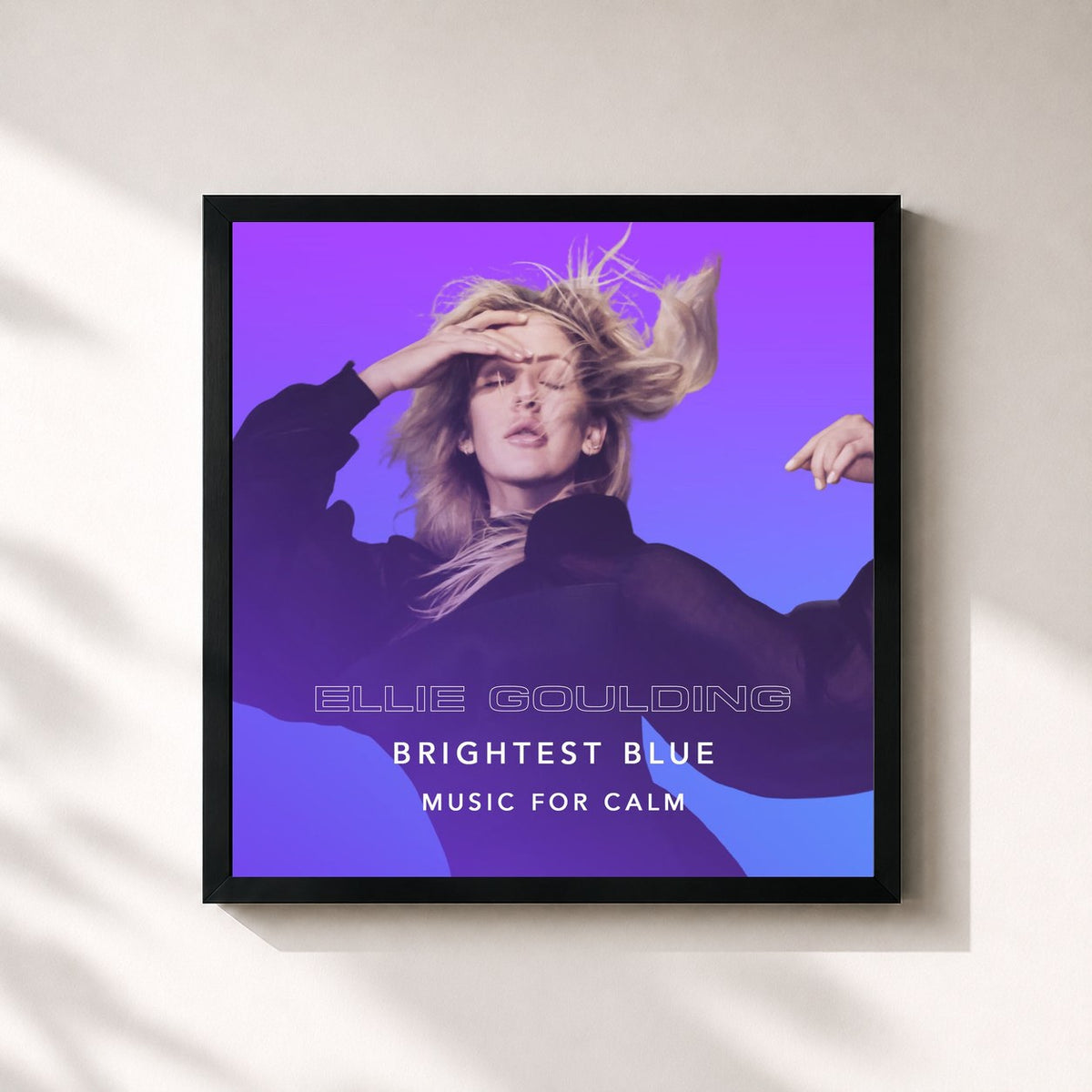 #noir Tableau carré de l'album Brightest Blue - Music For Calm de Ellie Goulding, cadre noir 32x32 cm