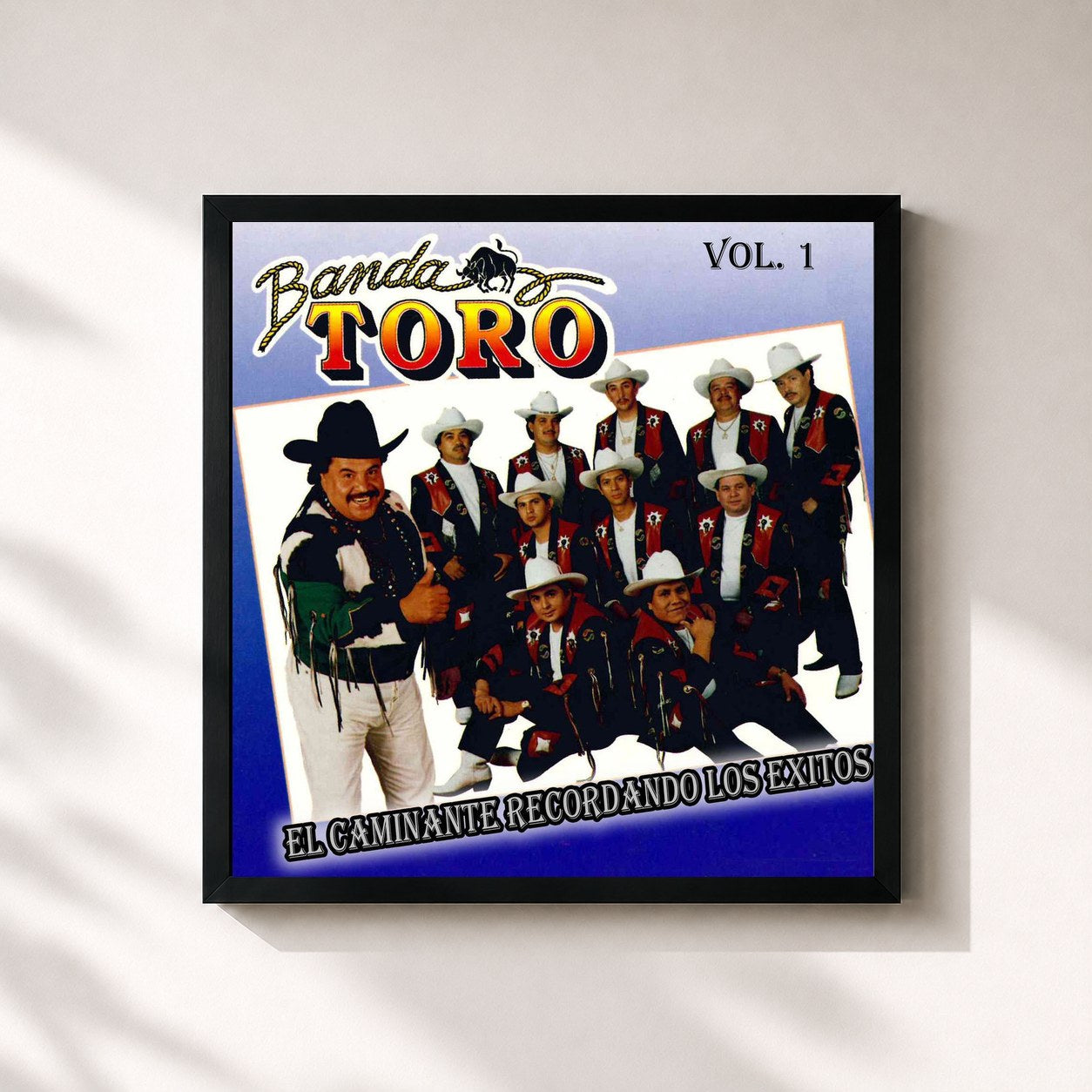 #noir Tableau carré de l'album El Caminante Recordando los Exitos, Vol. 1 de Banda Toro, cadre noir 32x32 cm