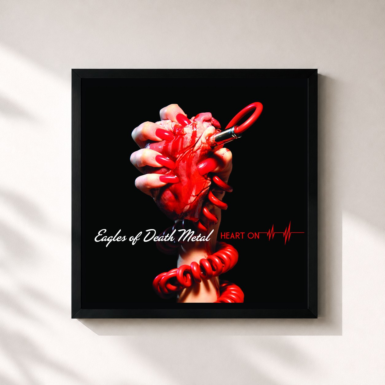 #noir Tableau carré de l'album Heart On de Eagles of Death Metal, cadre noir 32x32 cm