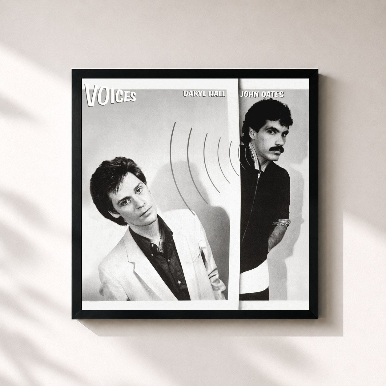#noir Tableau carré de l'album Voices de Daryl Hall & John Oates, cadre noir 32x32 cm