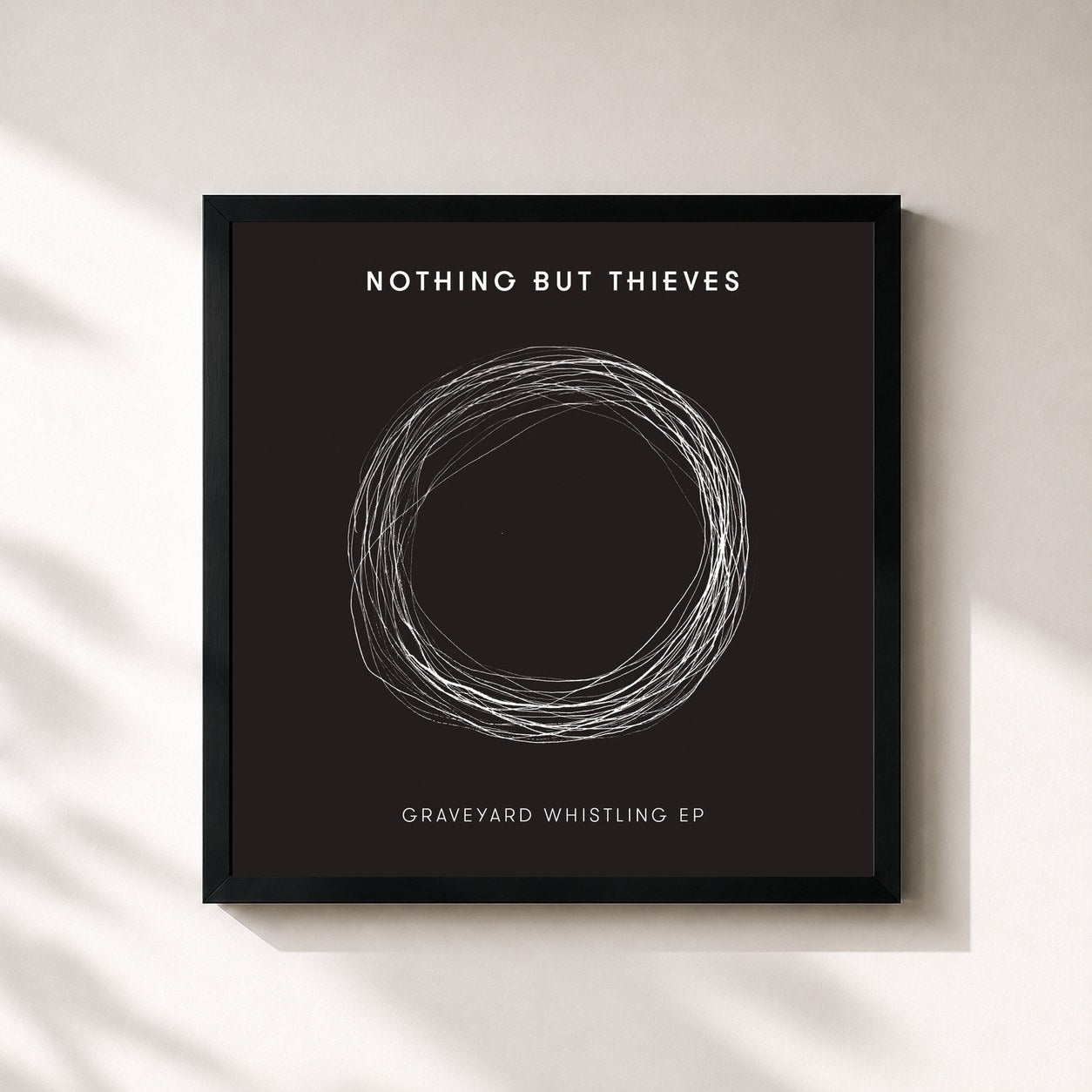 #noir Tableau carré de l'album Graveyard Whistling - EP de Nothing But Thieves, cadre noir 32x32 cm
