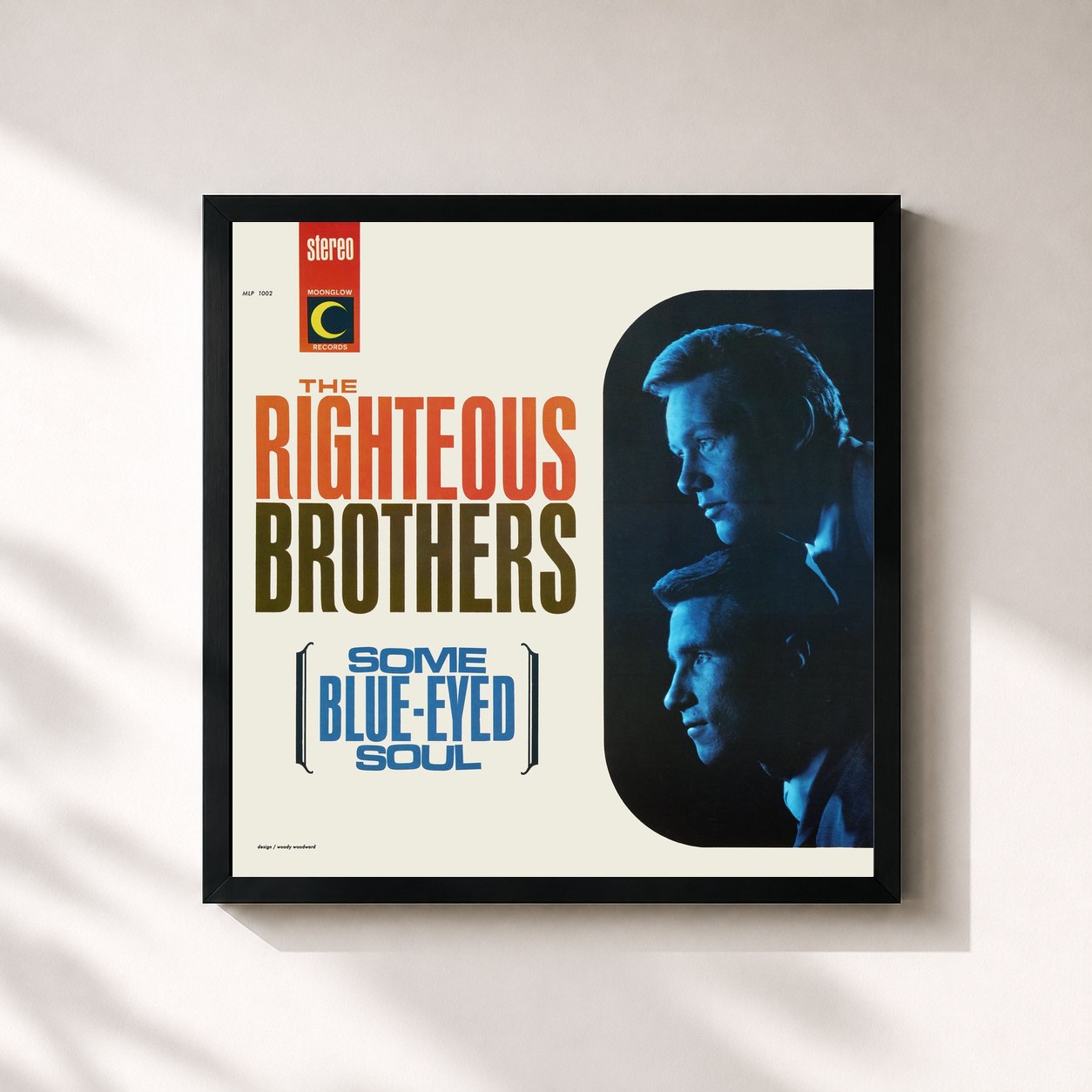 #noir Tableau carré de l'album Some Blue-Eyed Soul de The Righteous Brothers, cadre noir 32x32 cm
