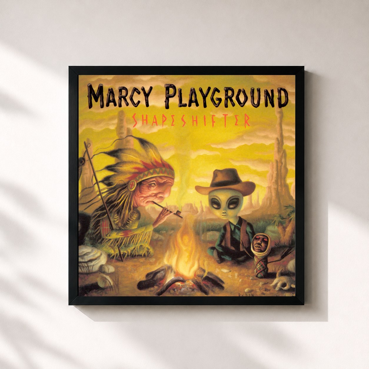 #noir Tableau carré de l'album Shapeshifter de Marcy Playground, cadre noir 32x32 cm