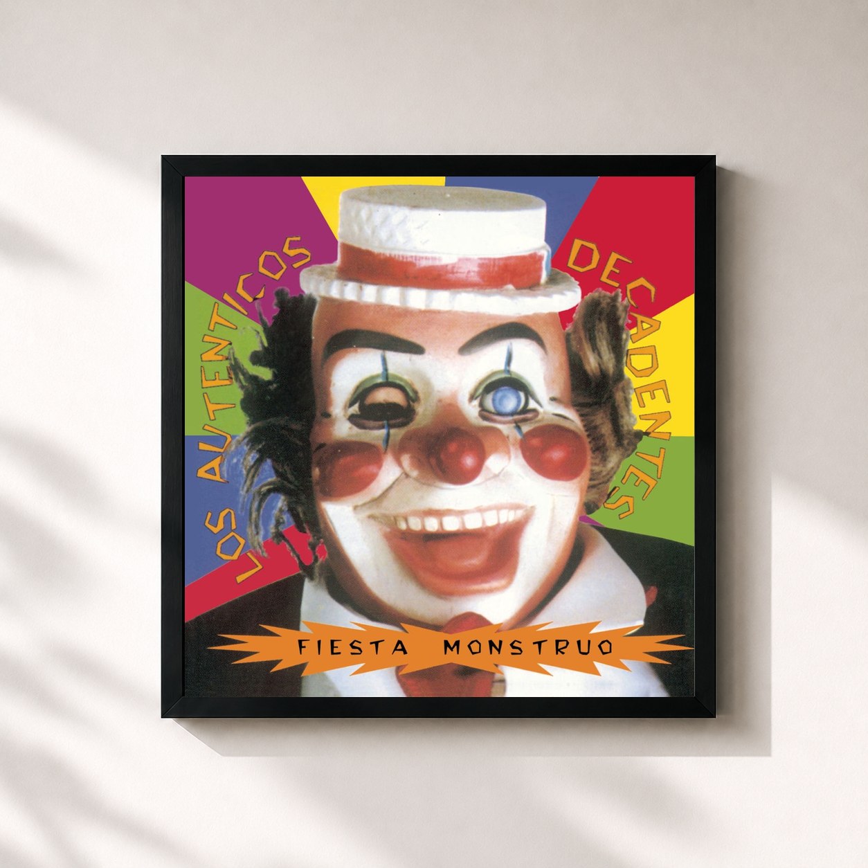 #noir Tableau carré de l'album Fiesta Monstruo de Los Auténticos Decadentes, cadre noir 32x32 cm