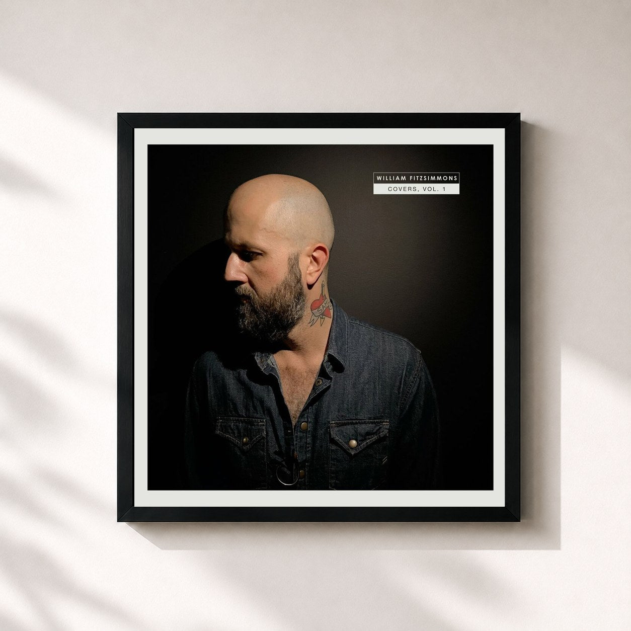 #noir Tableau carré de l'album Covers, Vol.1 de William Fitzsimmons, cadre noir 32x32 cm