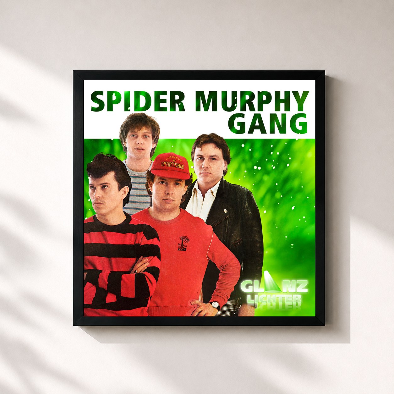 #noir Tableau carré de l'album Glanzlichter de Spider Murphy Gang, cadre noir 32x32 cm