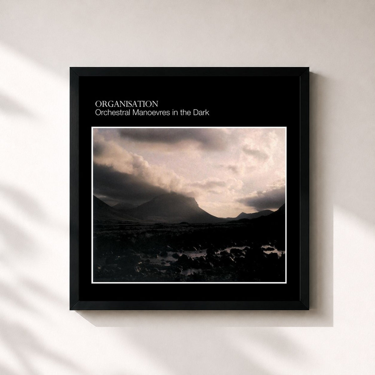 #noir Tableau carré de l'album Organisation de Orchestral Manoeuvres In The Dark, cadre noir 32x32 cm