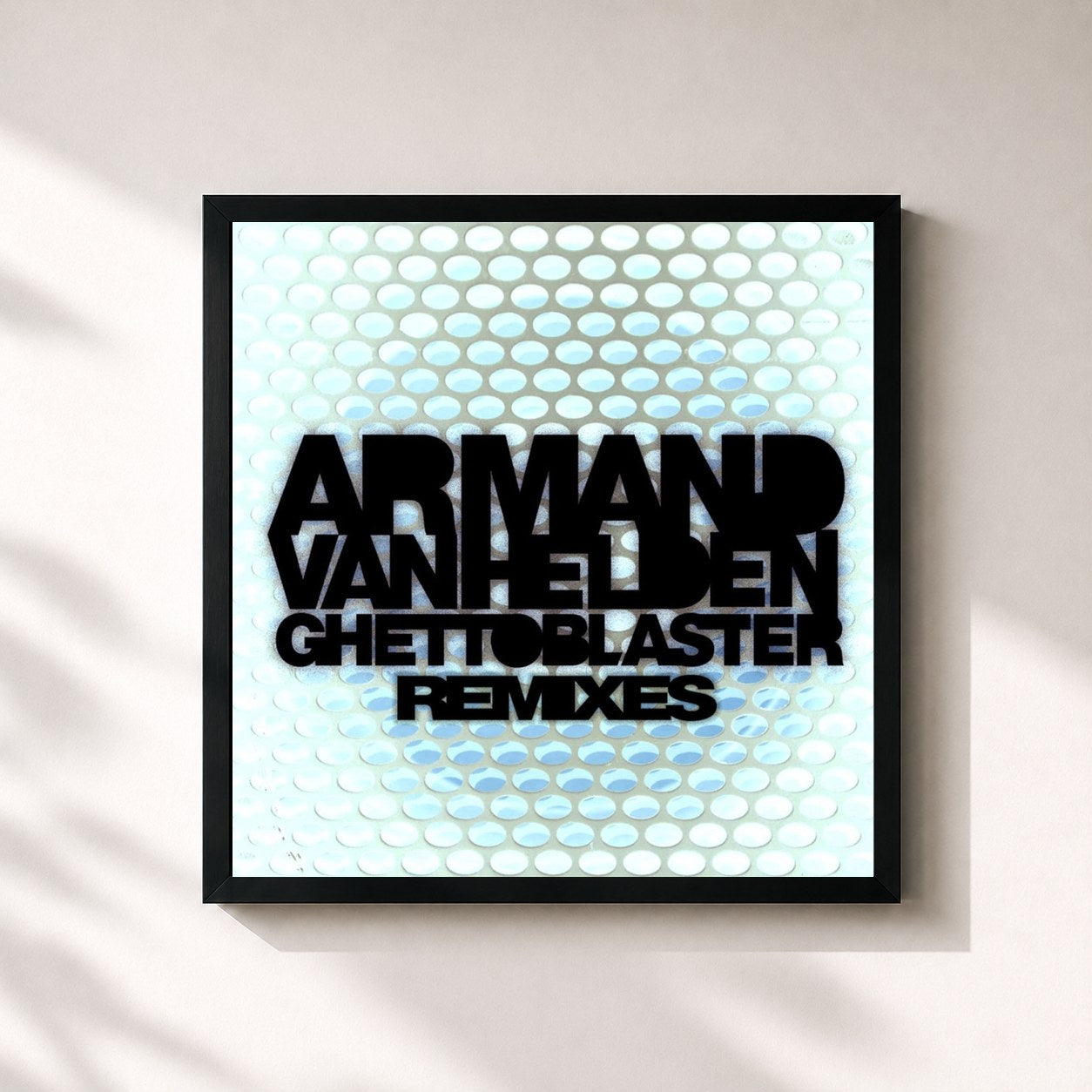 #noir Tableau carré de l'album Ghettoblaster Remixes de Armand van Helden, cadre noir 32x32 cm