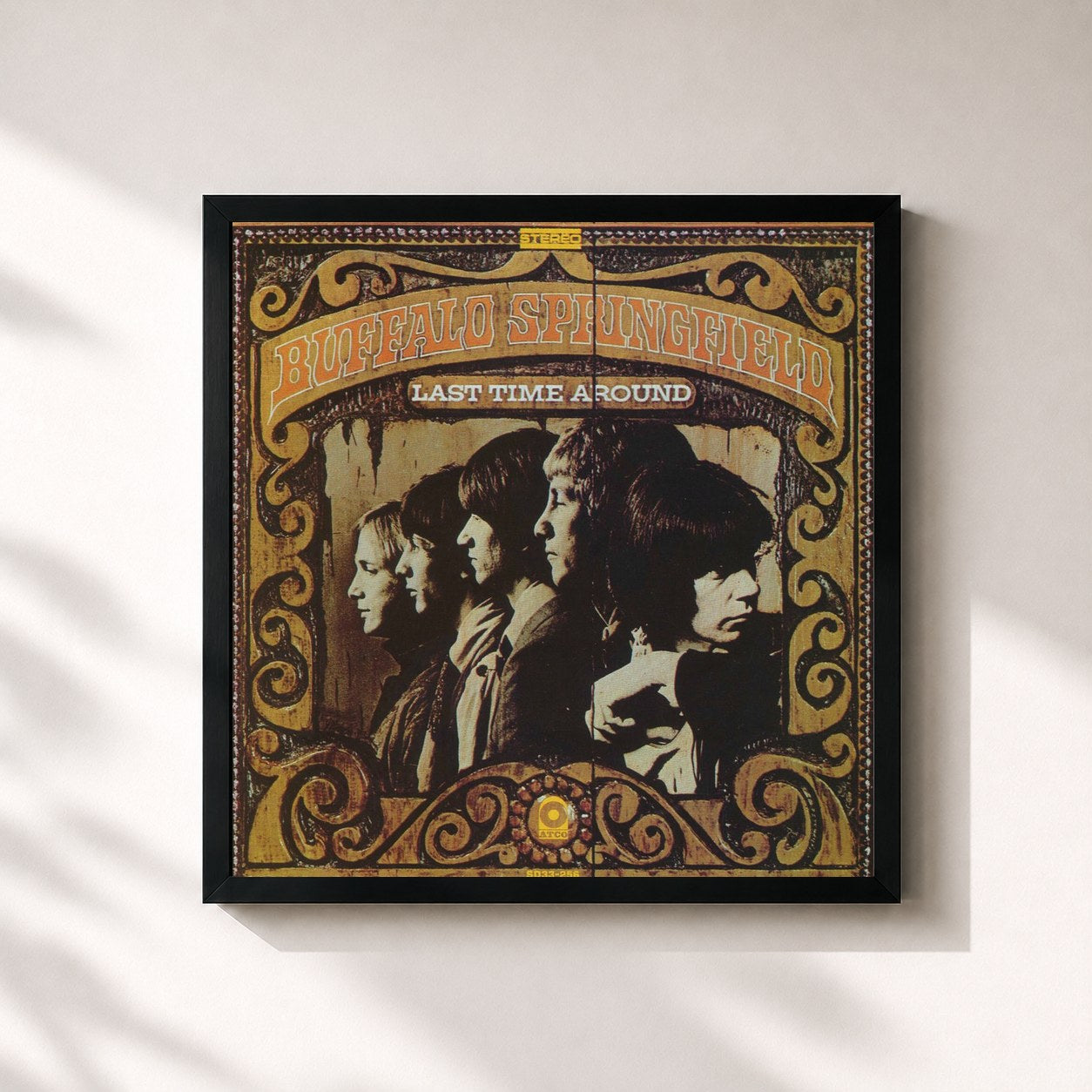 #noir Tableau carré de l'album Last Time Around de Buffalo Springfield, cadre noir 32x32 cm