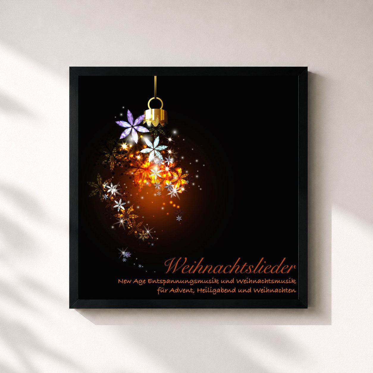 #noir Tableau carré de l'album Weihnachtslieder - New Age Entspannungsmusik und Weihnachtsmusik für Advent, Heiligabend und Weihnachten de Weihnachtslieder, cadre noir 32x32 cm
