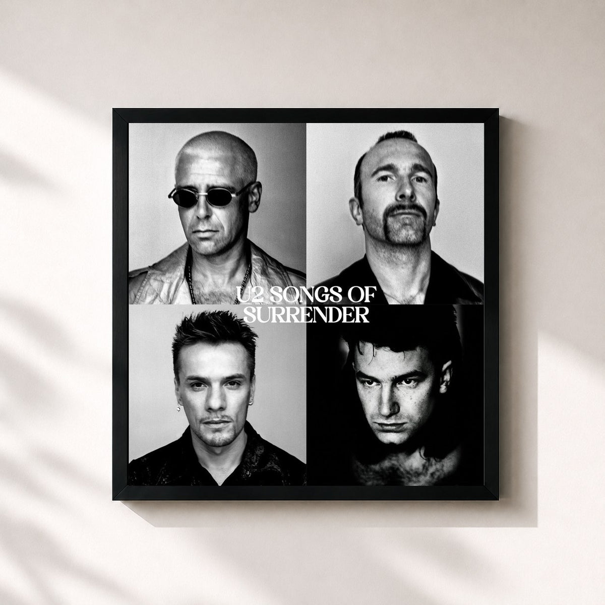 #noir Tableau carré de l'album Songs Of Surrender de U2, cadre noir 32x32 cm