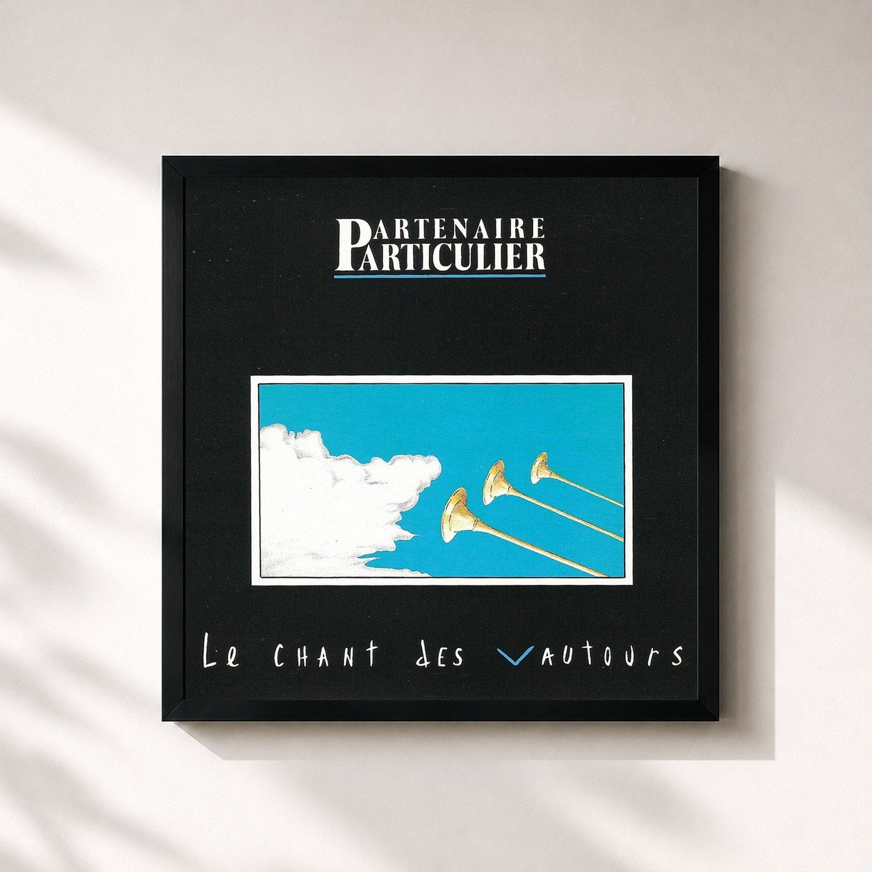 #noir Tableau carré de l'album Le Chant Des Vautours de Partenaire Particulier, cadre noir 32x32 cm