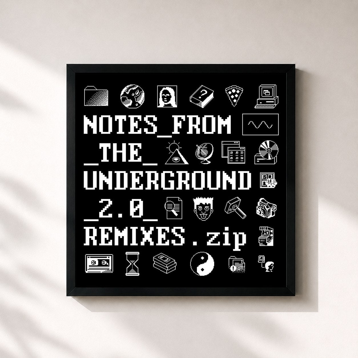 #noir Tableau carré de l'album Notes_from_the_Underground_2.0_Remixes.zip de High Contrast, cadre noir 32x32 cm